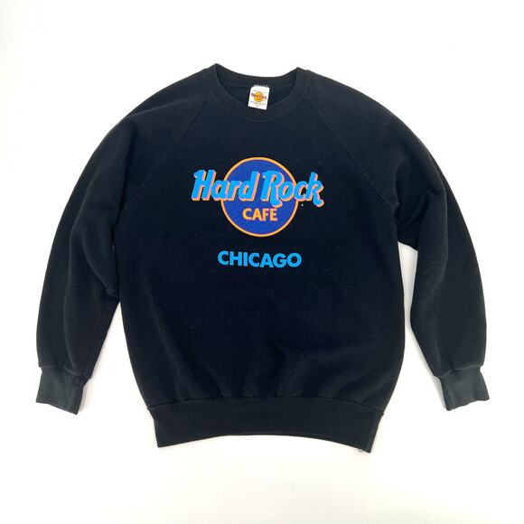 Vintage Hard Rock Cafe Pullover Sweatshirt Chicago Black Size Large - Picture 1 of 7